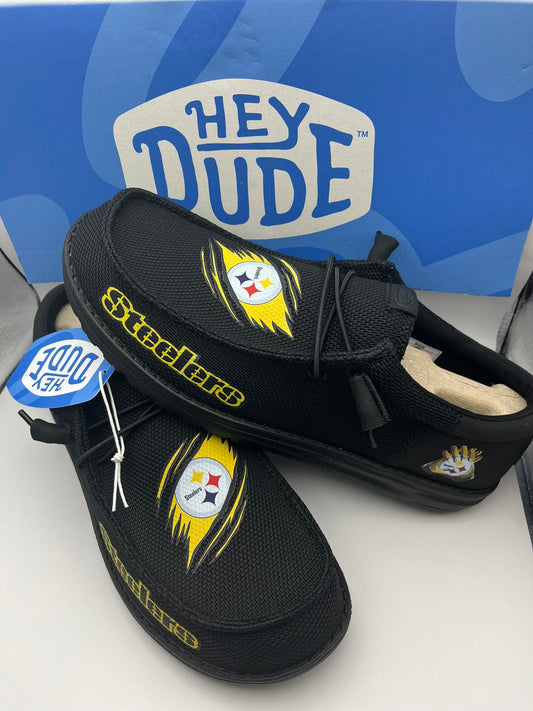 Custom Steelers Football Dude Shoes – Lightweight Slip-On Casual Comfort Shoes