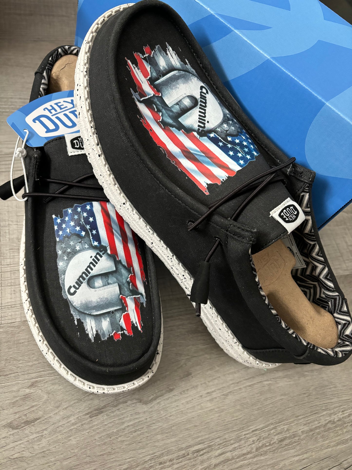 Custom Diesel Flag Casual Dude Shoes – Cummins-Inspired Truck Slip-On Comfort Shoes