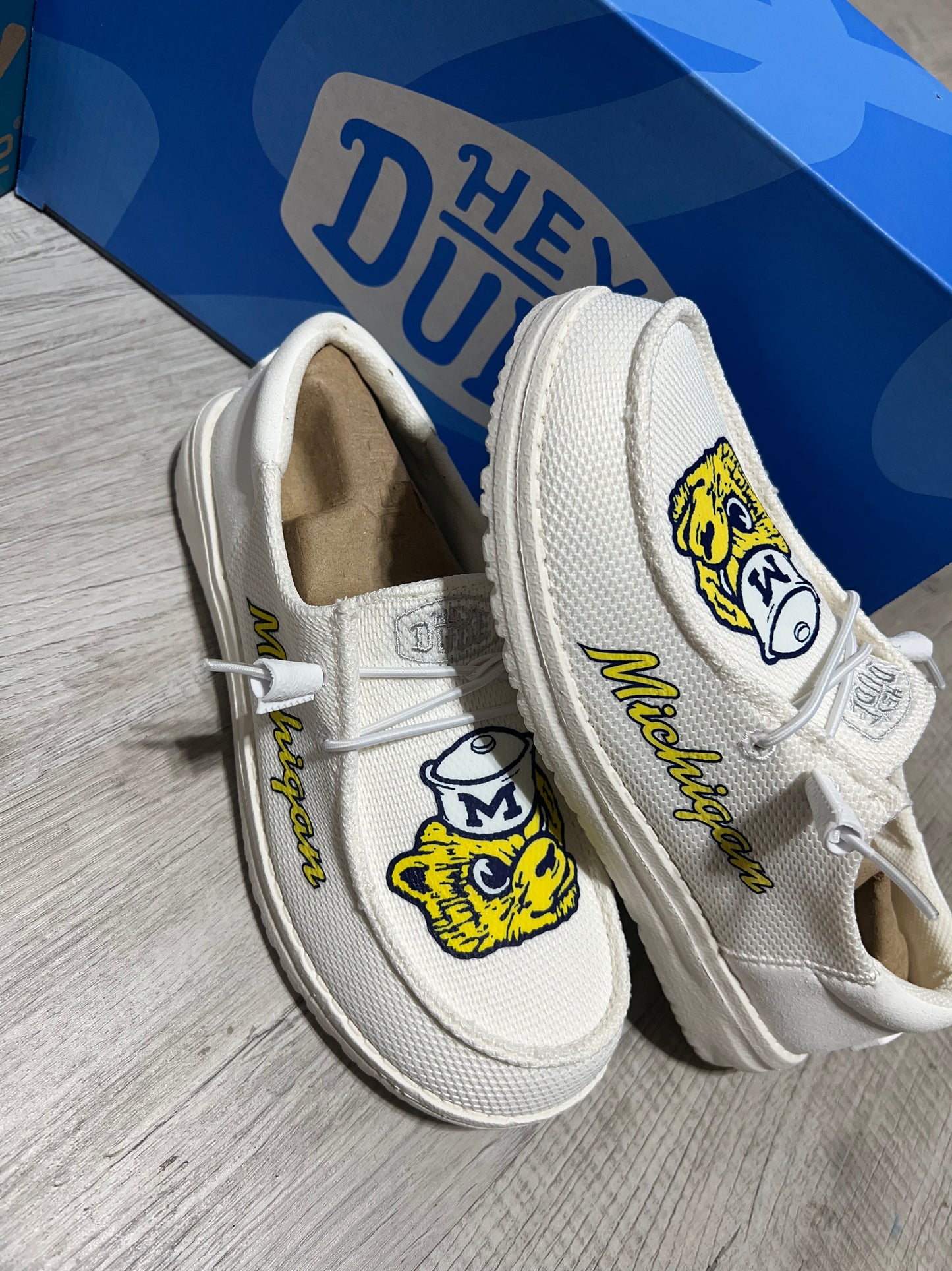 Custom Michigan Fan Casual Dude Shoes – College Football Inspired Slip-On Comfort Shoes