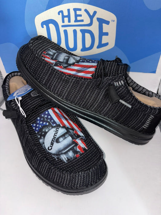 Custom Cummins Truck Flag Dude Shoes – Lightweight Slip-On Casual Comfort Shoes