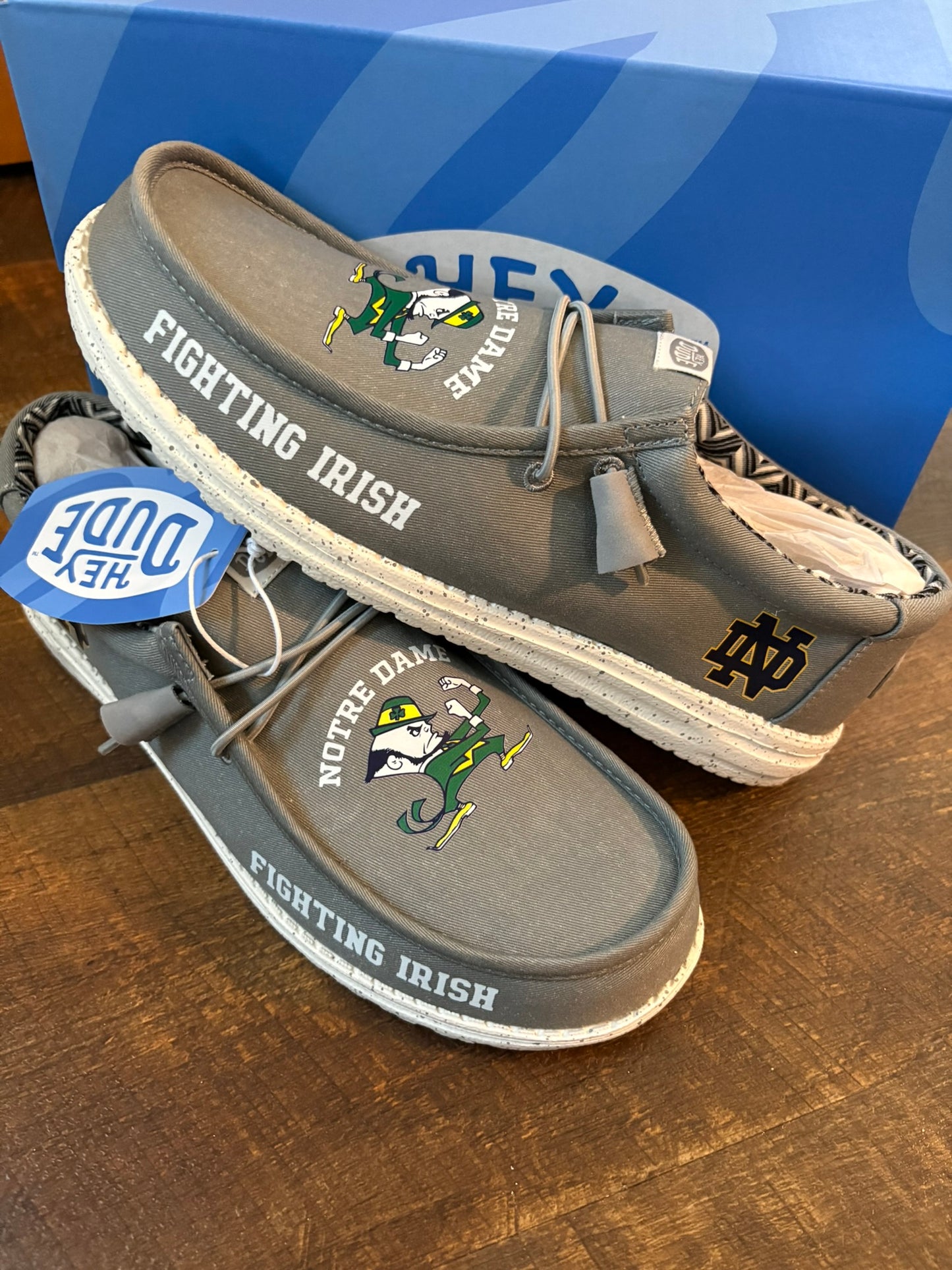 Custom Notre Dame Fighting Irish Dude Shoes – Lightweight Slip-On Casual Comfort Shoes