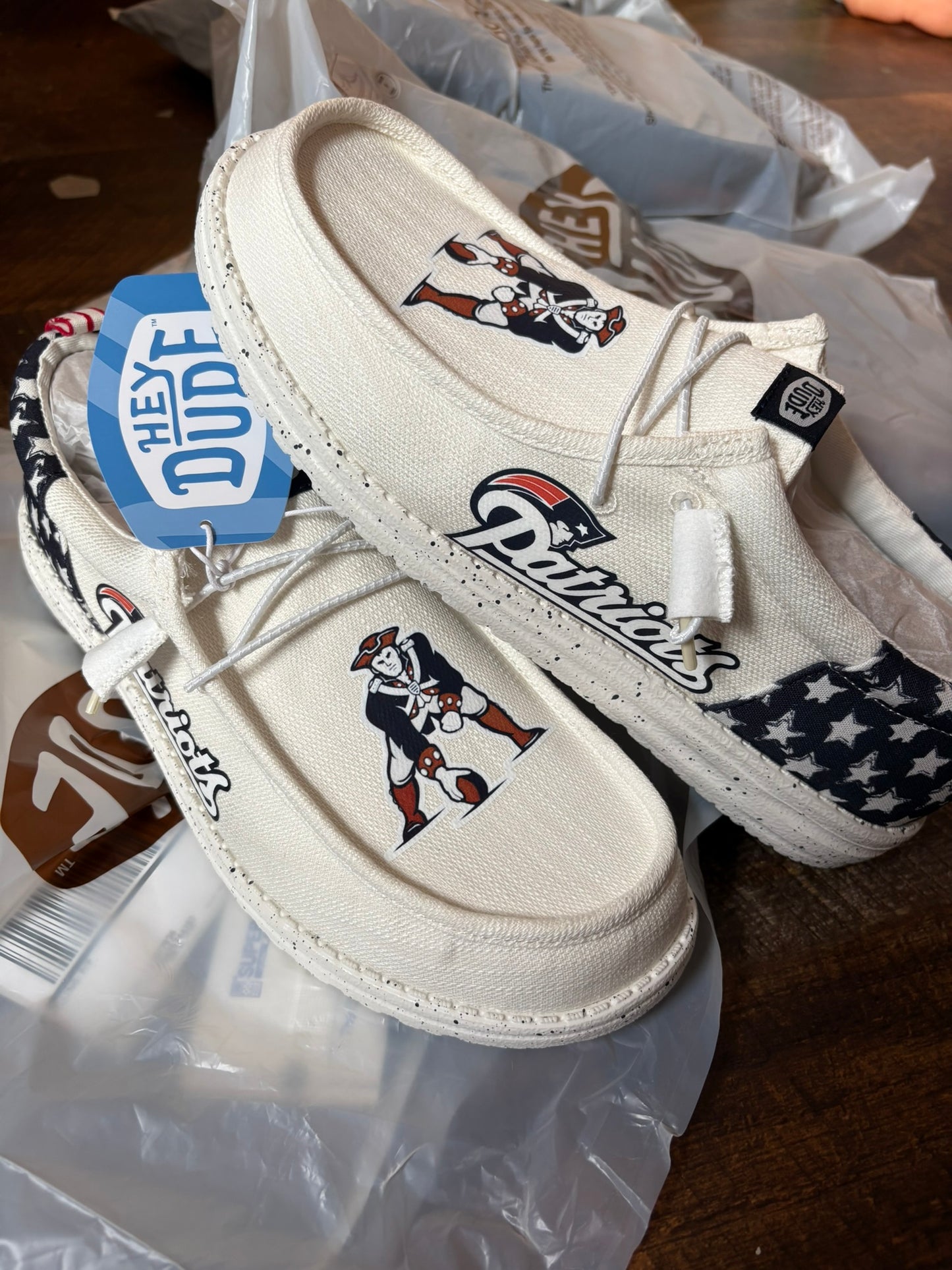 Custom Patriots Football Dude Shoes – Lightweight Slip-On Casual Comfort Shoes