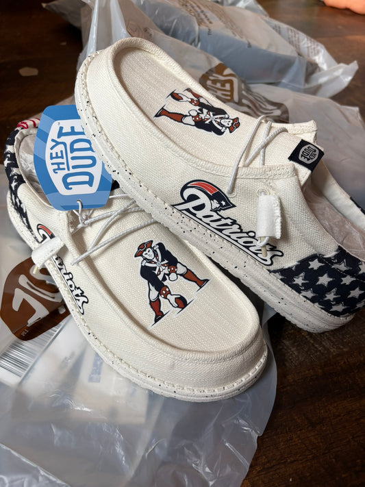 Custom Patriots Football Dude Shoes – Lightweight Slip-On Casual Comfort Shoes