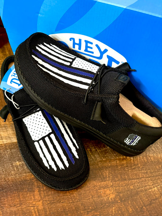 Custom Blue Line Flag Police Dude Shoes – Lightweight Slip-On Casual Comfort Shoes